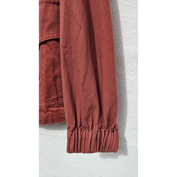 Madewell Womens Jacket Small Rust Orange Button Front Bayview Sleeve Bomber Coat - Picture 8 of 13